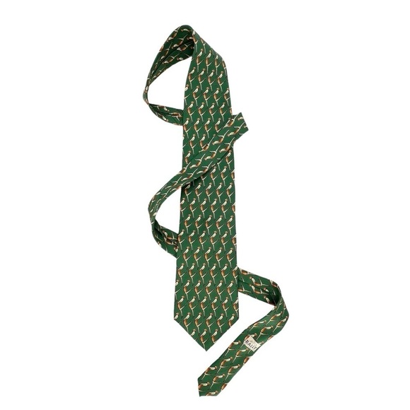 Bally Neckltie 100% Silk Green Orange Flapper Woman Neck Tie Made in Italy EUC - Picture 4 of 10